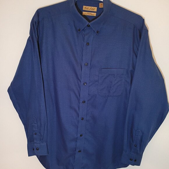 Shirt, Long, Gold Label, Blue, small checkered, 2XLT - Picture 1 of 3